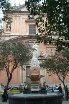 Building and Fountain