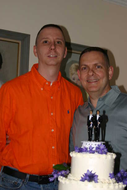 Chris and David with Cake